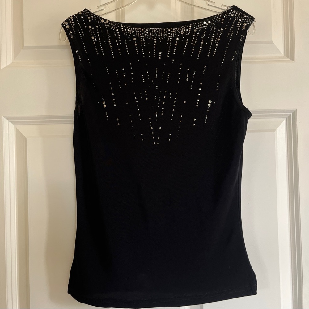 A. Byer Black Tank Top with Rhinestone Accents